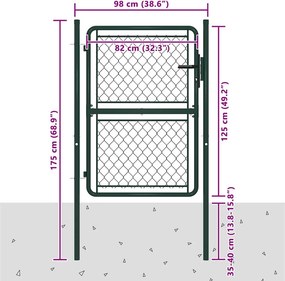 vidaXL Πόρτα Κήπου Πράσινη Ατσάλινη 100x125 εκ.
