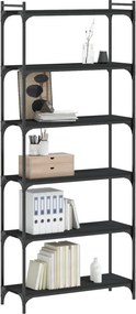 vidaXL Βιβλιοθήκη 6 Επιπέδων Μαύρη 80 x 30 x 188 εκ. από Επεξεργ. Ξύλο