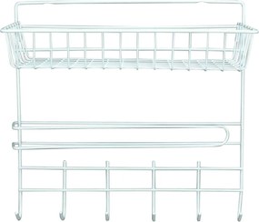 Μεταλλική Βάση Τοίχου με Γάντζους 30x14x29cm Άσπρο ή Μαύρο - Άσπρο