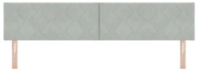 vidaXL LED Κεφαλάρι Σχεδίου Διαμαντενών Μπλοκ Ανοιχτό Γκρι 200 εκ. Βελούδο