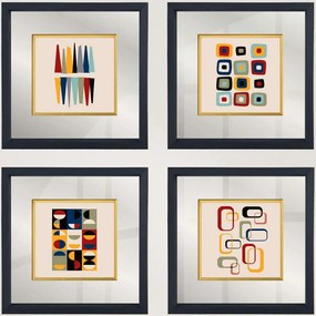 Κάδρα (Σετ 4Τμχ) 977ALP4116 32x32cm Multi Wallity Τετράγωνοι Wood, Glass