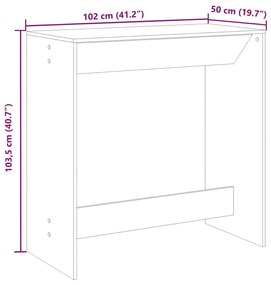 Τραπέζι Μπαρ Γκρι Σκυροδέματος 102x50x103,5εκ. Επεξεργ. Ξύλο - Γκρι