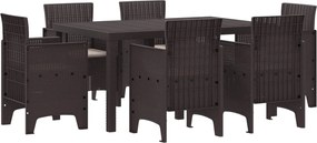 VidaXL Σέτ φαγητού για κήπο 7 τμχ. Καφέ Rattan Polt