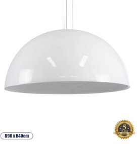 01273 GloboStar® SERENIA 01273 Μοντέρνο Κρεμαστό Φωτιστικό Καμπάνα Μονόφωτο 1 x E27 IP20 Λευκό Μέταλλο με Λευκό Γύψο - Μ90 x Π90 x Y40cm
