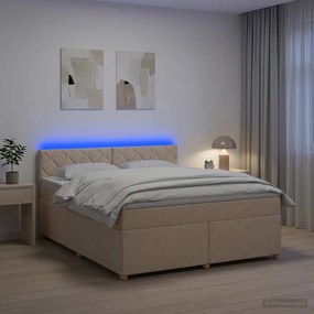 vidaXL Κρεβάτι box spring με στρώμα Κρεμ 180 x 200 cm Ύφασμα