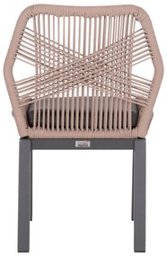Καρέκλα HOWARD C5547.12 Αλουμίνιο Ανθρακί με Σχοινί και Μαξιλάρι Μπέζ 55,5x60x84,5Υ εκ. 4αδα 55.5x60x84.5 εκ.