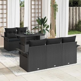 vidaXL Σετ Καναπέ Κήπου με μαξιλάρι 6 pcs Μαύρο Πολυ Ρατάν
