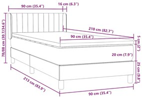 ΚΡΕΒΑΤΙ BOXSPRING ΜΕ ΣΤΡΩΜΑ ΣΚΟΥΡΟ ΓΚΡΙ 90X210 ΕΚ. ΒΕΛΟΥΔΙΝΟ 3318268