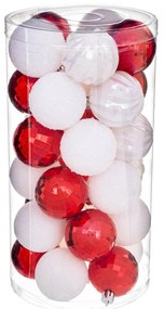 Χριστουγεννιάτικες Μπάλες (Σετ 30τμχ) A-S White/Red 129157RB