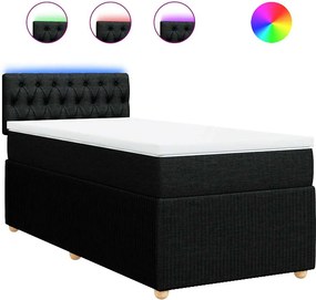 vidaXL Κρεβάτι Boxspring με Στρώμα Μαύρο 100 x 200 εκ. Υφασμάτινο