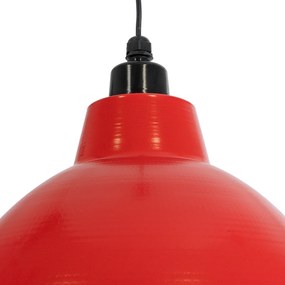 GloboStar® LOUVE 01177 Vintage Industrial Κρεμαστό Φωτιστικό Οροφής Μονόφωτο 1 x E27 AC220-240V IP20 - Φ40 x Y30cm - Κόκκινο με Ασημί Μεταλλικό Καμπάνα  - 5 Χρόνια Εγγύηση