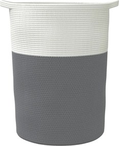 vidaXL Καλάθι Αποθήκευσης Γκρι και Λευκό Ø49x65 εκ. Βαμβακερό