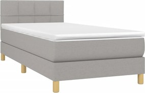 vidaXL Κρεβάτι Boxspring με Στρώμα &amp; LED Αν.Γκρι 80x200 εκ. Υφασμάτινο
