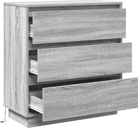 vidaXL Κομοδίνο Γκρι 71 x 34,5 x 75 εκ. Επεξεργασμένο ξύλο