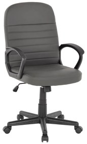 OFFICE CHAIR THEONI  PU LEATHER IN GREY COLOR-BLACK ARMRESTS 55x65x100Hcm.