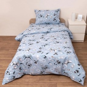 Παπλωματοθήκη Βρεφική Γκέιμερ (Σετ 2τμχ) Blue Viopros 120x160cm 100% Βαμβάκι