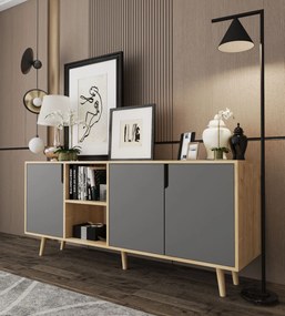 Κονσόλα Sapphire Δρυς / Ανθρακί FLEFLER 180x45x80