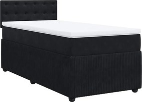 vidaXL Κρεβάτι Boxspring με Στρώμα Μαύρο 100x200 εκ. Βελούδινο