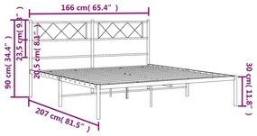 Πλαίσιο Κρεβατιού με Κεφαλάρι Μαύρο 160 x 200 εκ. Μεταλλικό - Μαύρο