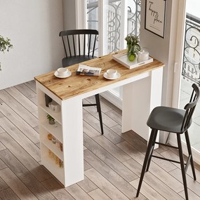 Τραπέζι μπαρ Riff pakoworld λευκό-oak 120x51.5x101.5εκ