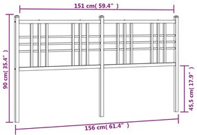 vidaXL Κεφαλάρι Μαύρο 150 εκ. Μεταλλικό