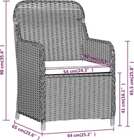 vidaXL Σετ Τραπεζαρίας Κήπου 9 τεμ Μαύρο με Μαξιλάρια