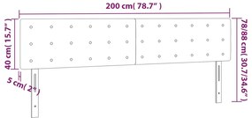 vidaXL Κεφαλάρι Κρεβατιού LED Ανοιχτό Γκρι 200x5x78/88 εκ. Βελούδινο