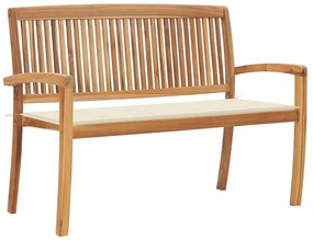 vidaXL Παγκάκι Κήπου Στοιβαζόμενο 128,5 εκ. Μασίφ Ξύλο Teak & Μαξιλάρι