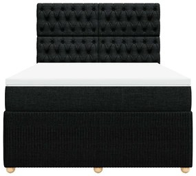 vidaXL Κρεβάτι Boxspring με Στρώμα Μαύρο 140x190 εκ. Υφασμάτινο