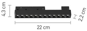 Φωτιστικό LED 12W 4000K για μαγνητική ράγα σε μαύρη απόχρωση D:22cmX4,3cm (T01302-BL) - 1.5W - 20W - T01302-BL