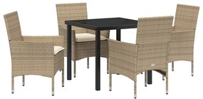 vidaXL Σέτ φαγητού για κήπο με μαξιλάρι 5 pcs Μπεζ Πολυ ράταν