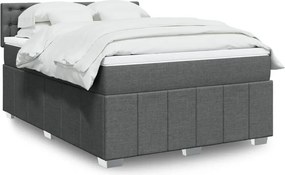 vidaXL Κρεβάτι Boxspring με Στρώμα Σκούρο Γκρι 140x200 εκ Υφασμάτινο
