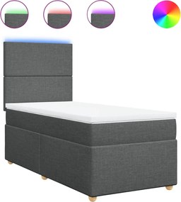 vidaXL Κρεβάτι Boxspring με Στρώμα Σκούρο Γκρι 80x200 εκ. Υφασμάτινο