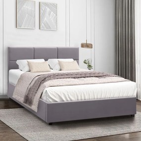 Κρεβάτι Kingston Megapap βελούδινο χρώμα γκρι 150x200εκ. - Βελούδο - GP002-0009,1
