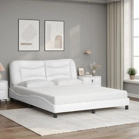 vidaXL Κρεβάτι με Στρώμα Hvar Λευκό 160x200εκ.από Συνθετικό Δέρμα
