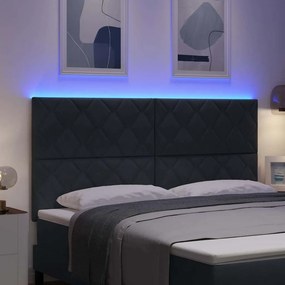 vidaXL LED κεφαλάρι Σκούρο Γκρι 180 cm Βελούδο