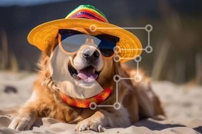 Intra Συλλεκτικό Ξύλινο Παζλ Plywood 4mm - Σκύλος Γκόλντεν Ριτρίβερ στην παραλία Σε Ξύλινο Κουτί - Διαστάσεις: 10x10 cm – 25 κομμάτια