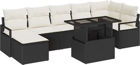 vidaXL Σετ Καναπέ Κήπου με μαξιλάρι 8 pcs Μαύρο και κρεμ