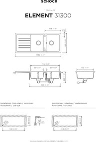 Schock Element 31300 - Νεροχύτης Κουζίνας Γρανίτη 116x50 - Nero