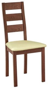 MILLER Καρέκλα Οξιά Καρυδί, PVC Εκρού  45x52x97cm [-Καρυδί/Εκρού-] [-Ξύλο/PVC - PU-] Ε782,3