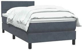 vidaXL Κρεβάτι Boxspring με Στρώμα Σκούρο Γκρι 80x220 εκ. Βελούδινο