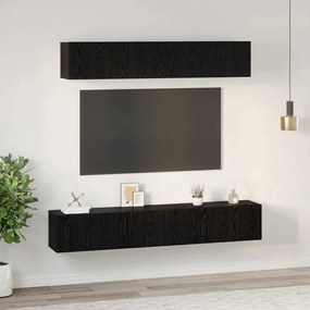 vidaXL Σετ επίπλου τηλεόρασης Επιτοίχιο 5 pcs Μαύρη Οξυά
