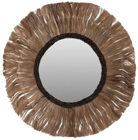 Καθρέπτης Τοίχου Στρογγυλός HM7748 Με Πλαίσιο Από Ίνες Αμπακά Φ100cm Natural Ψάθα
