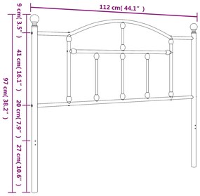 vidaXL Κεφαλάρι Μαύρο 107 εκ. Μεταλλικό