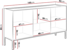 Μπουφές Como 150 3D-Fusiko-Mavro