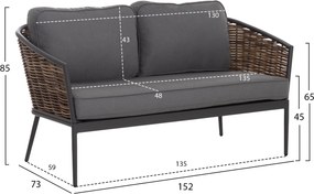 ΣΕΤ ΣΑΛΟΝΙ 4ΤΜΧ CASSIAN HM6552.01 ΑΛΟΥΜΙΝΙΟ &amp; ΜΑΞΙΛΑΡΙΑ ΓΚΡΙ-ΜΠΕΖ P.E.RATTAN