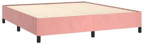 vidaXL Κρεβάτι Boxspring με Στρώμα Ροζ 160x200 εκ. Βελούδινο