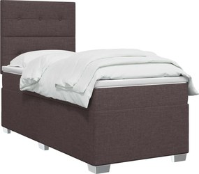 vidaXL Κρεβάτι box spring με στρώμα Σκούρο Καφέ 80 x 200 cm Ύφασμα