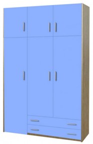 Intrahome Ντουλάπα παιδική τρίφυλλη με πατάρι σε χρώμα δρυς-σιέλ 110x50x240 Intrahomesa-00652436