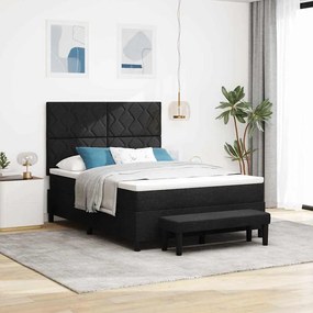 vidaXL Κρεβάτι με ελατήρια με στρώμα Μαύρο 140 x 200 cm ύφασμα